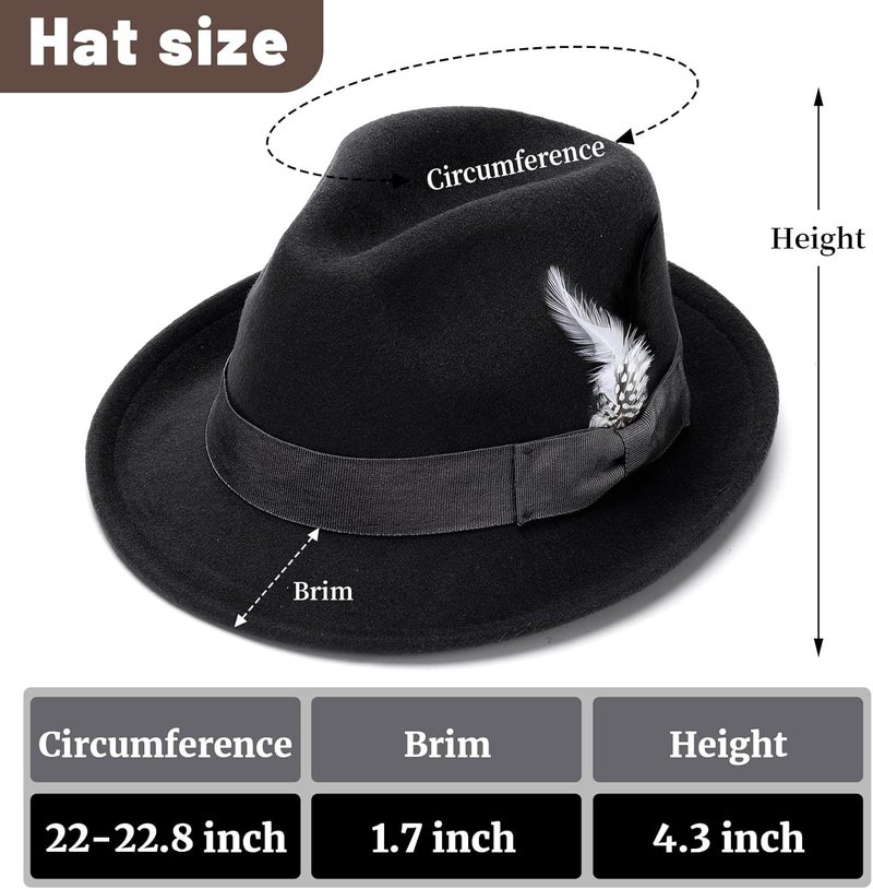 Ultrafun Fedora Hats for Men Women Classic Short Brim Felt Manhatta Fedora Hat with Feathers Band - Image 2